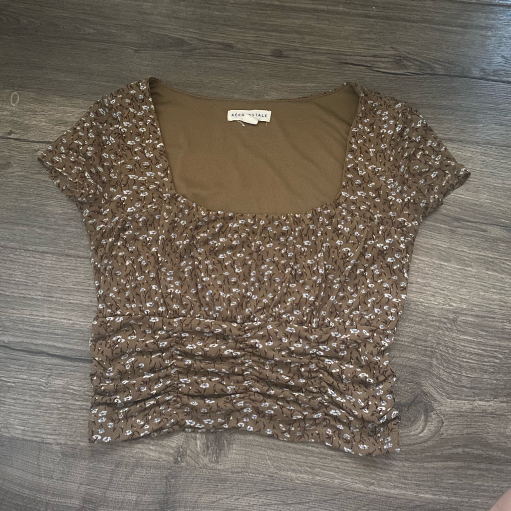 Aeropostale Brown Square Neck Top